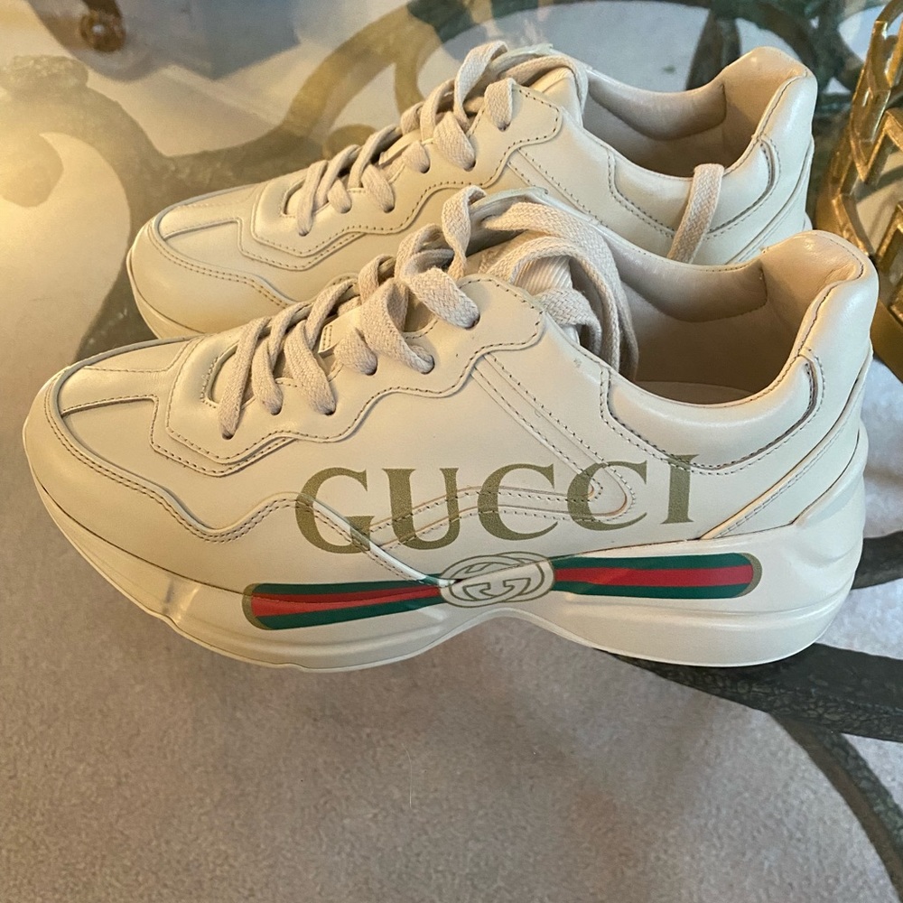 Size 6.5 brand new never worn womens Gucci Ryhtons. No box or tags.